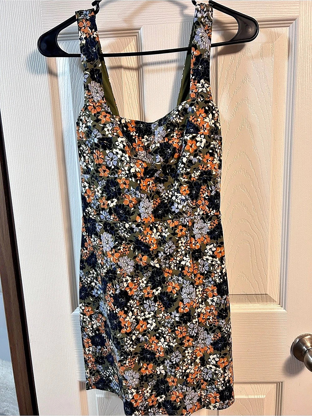 Trixxi Juniors' Floral-Print Tie-Back Midi Dress Black & Orange